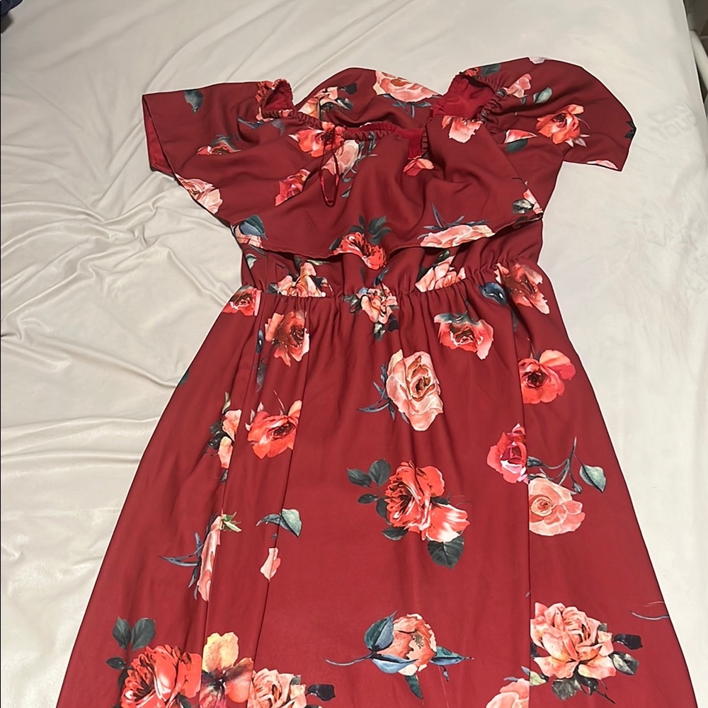 Sugarlips Red long Floral Maxi Dress